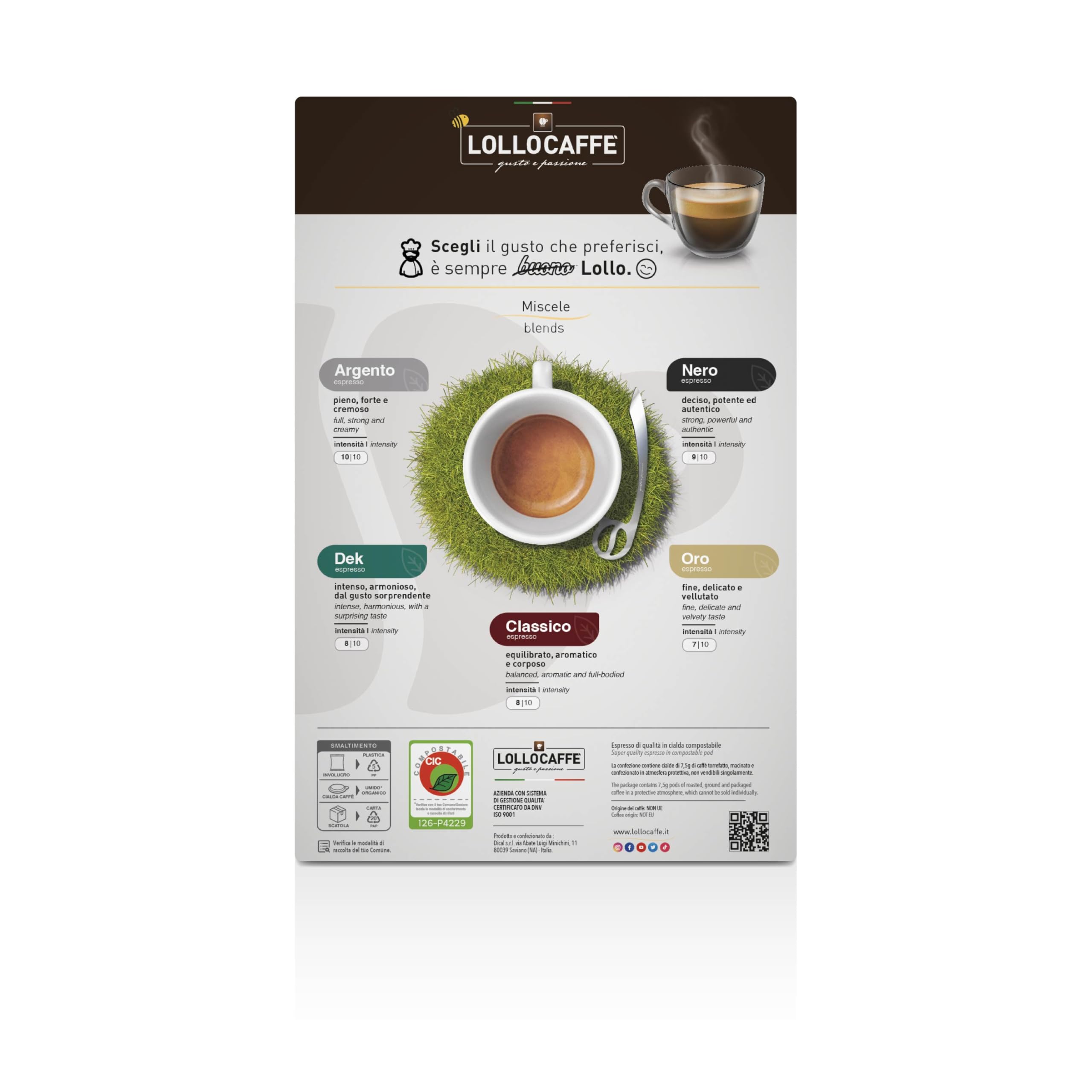 Lollo Caffè Dec espresso cialde ESE 44 mm 150 pezzi decaffeinato