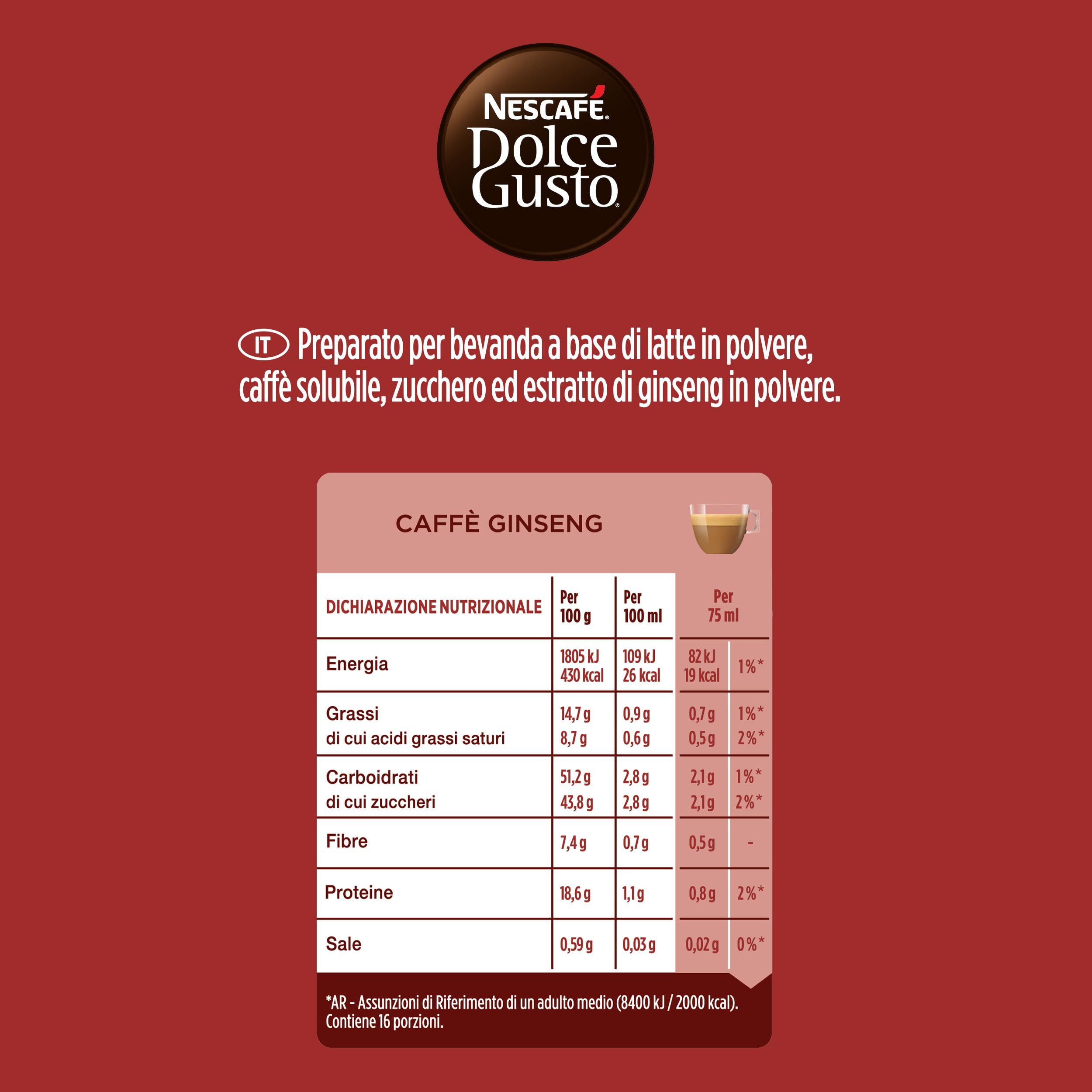 NESCAFÉ Dolce Gusto Caffè Ginseng capsule 96 pezzi con ginseng coreano
