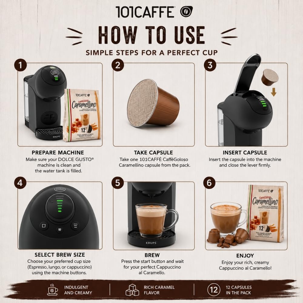 101 Caffè BEVANDE GOLOSE Caramellino capsule 12 pezzi cappuccino al caramello