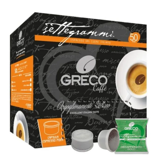 Greco Caffè Espresso Point Compatibile 100% capsule Decaffeinato 50 pezzi