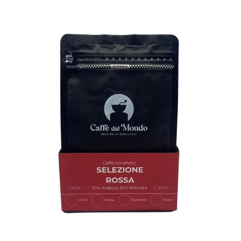 Caffè dal Mondo Caffè in Grani e Macinato Selezione Rossa caffè in grani 250 g 70% Arabica
