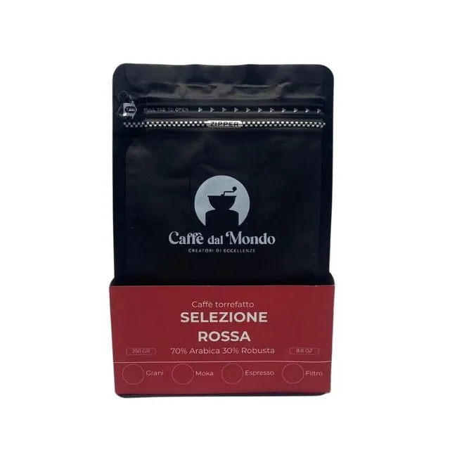 Caffè dal Mondo Caffè in Grani e Macinato Selezione Rossa caffè in grani 250 g 70% Arabica