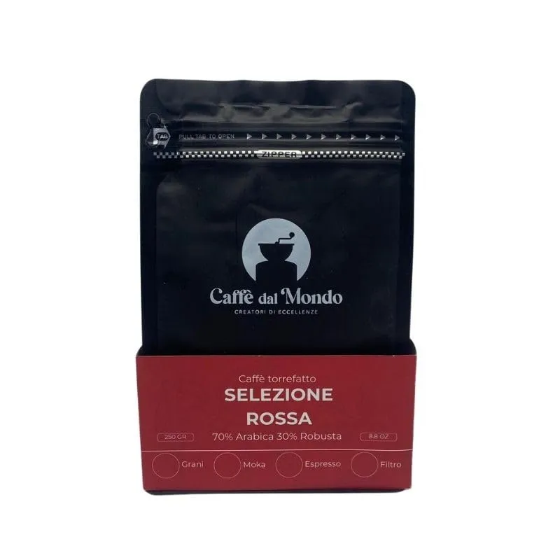 Caffè dal Mondo Caffè in Grani e Macinato Selezione Rossa caffè in grani 250 g 70% Arabica