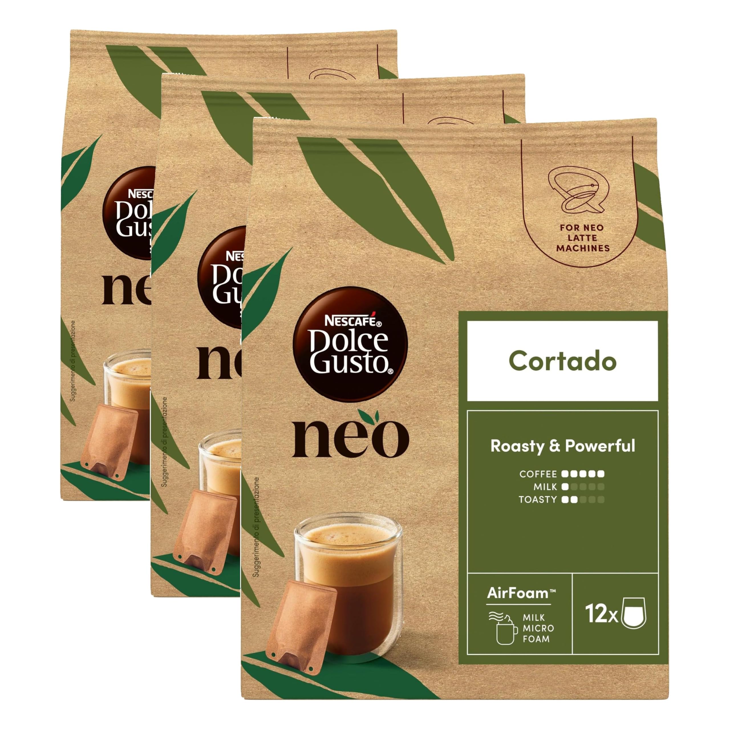 NESCAFÉ Dolce Gusto NEO Cortado caffè in capsule 12 bustine, schiuma di latte