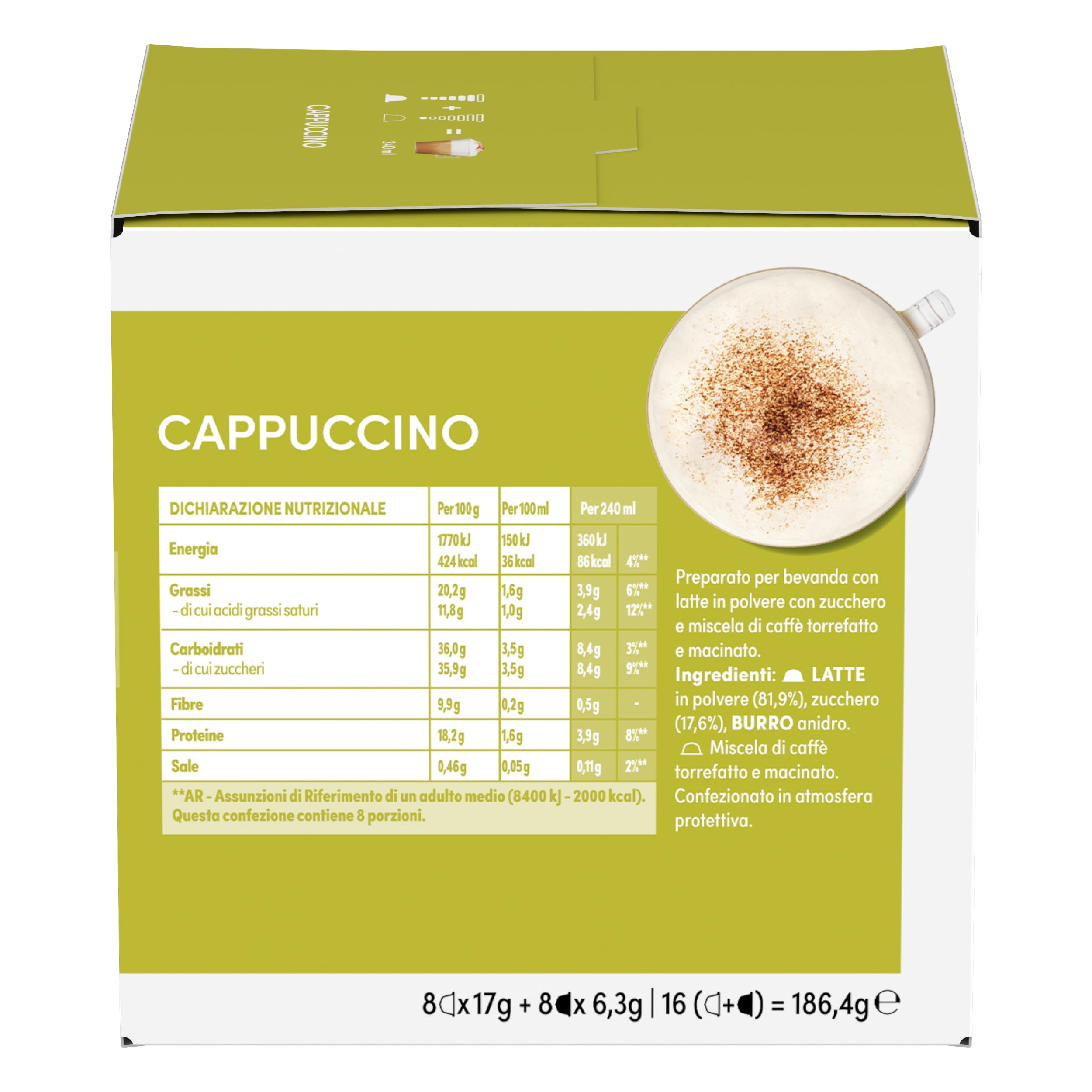 NESCAFÉ Dolce Gusto Cappuccino capsule caffè e latte 96 pezzi senza glutine