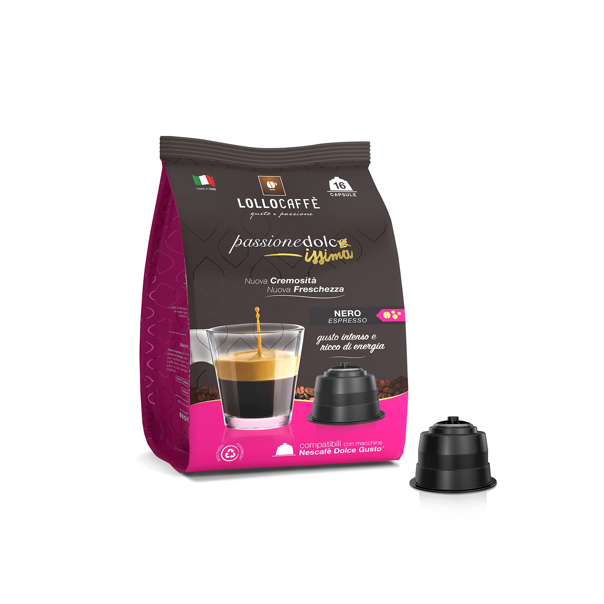 Lollo Caffè Passione Dolcissima Miscela Nera capsule 192 pezzi compatibili Dolce Gusto