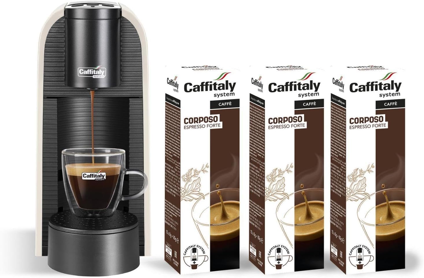 Caffitaly System Volta macchina da caffè bianca con 30 capsule