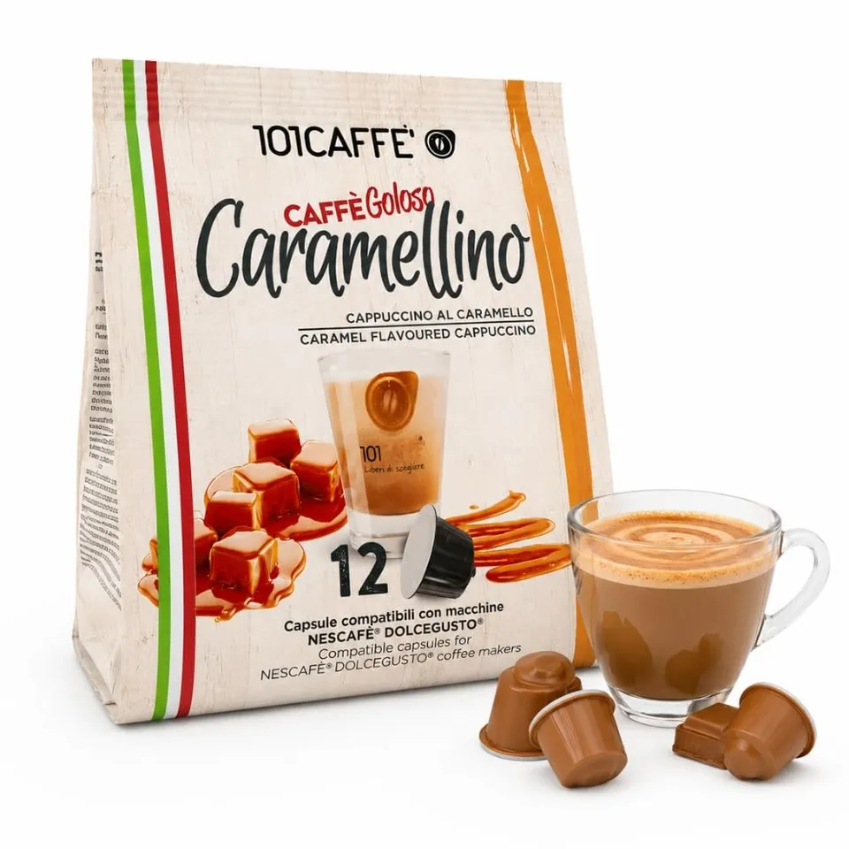 101 Caffè BEVANDE GOLOSE Caramellino capsule 12 pezzi cappuccino al caramello