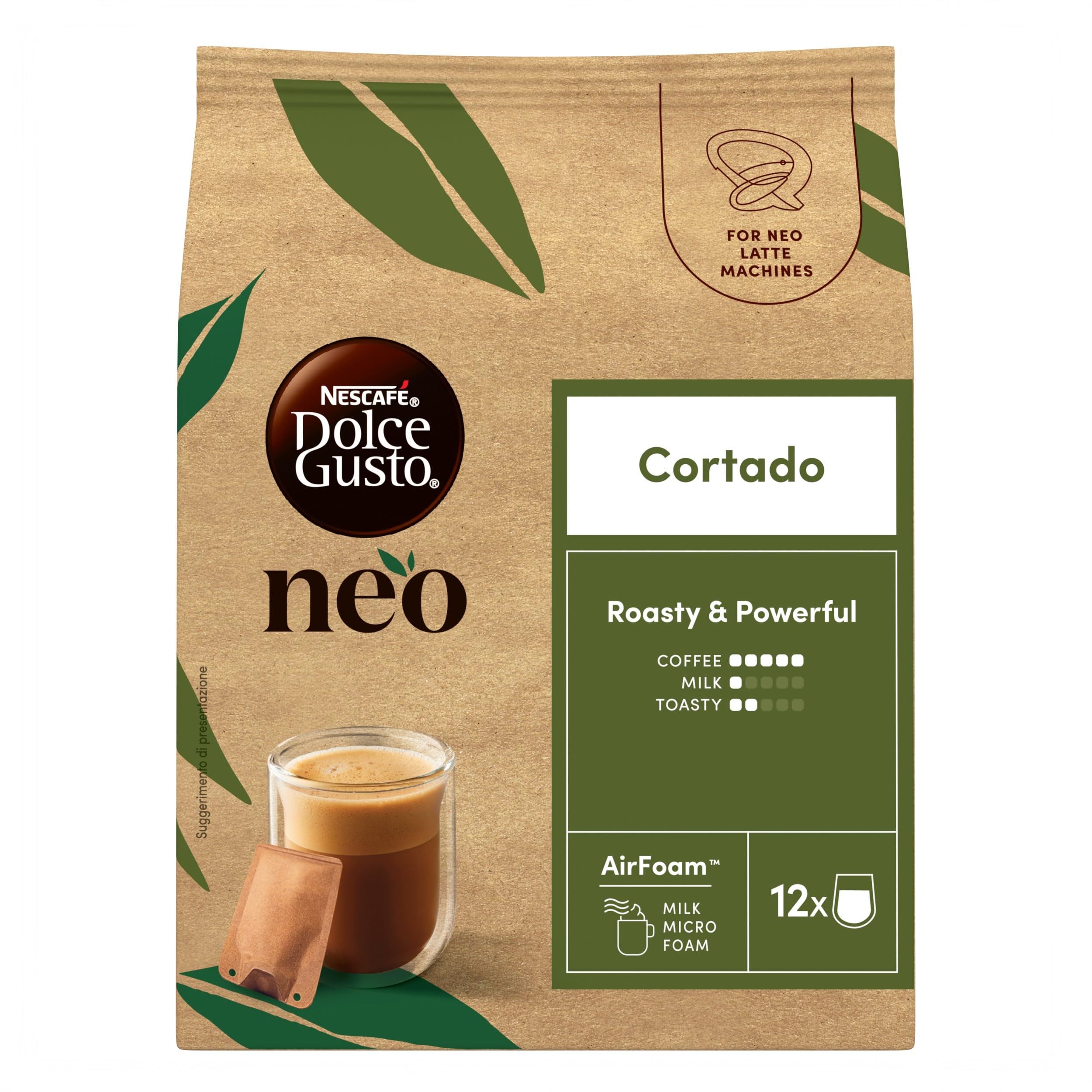 NESCAFÉ Dolce Gusto NEO Cortado caffè in capsule 12 bustine, schiuma di latte