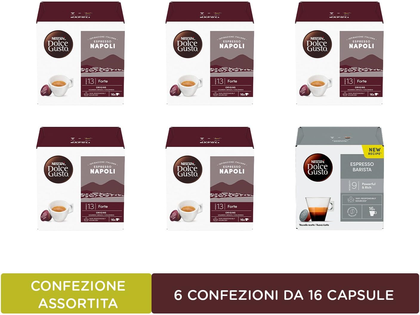 NESCAFÉ Dolce Gusto Espresso Napoli e Espresso Barista capsule 96 pezzi assortite