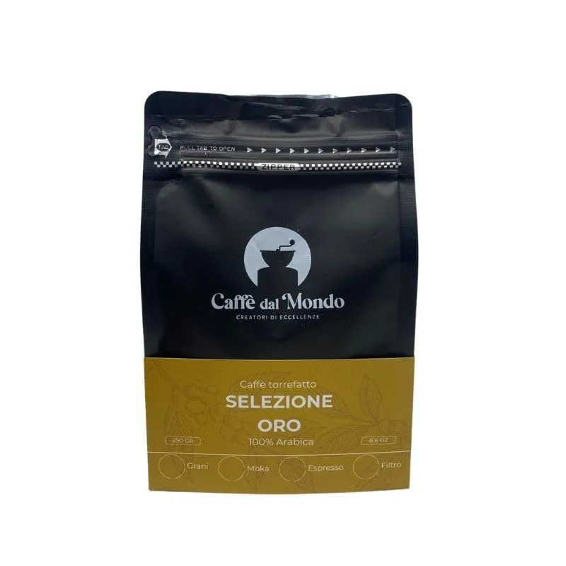 Caffè dal Mondo Caffè in Grani e Macinato Selezione Oro caffè in grani 250 g 100% Arabica