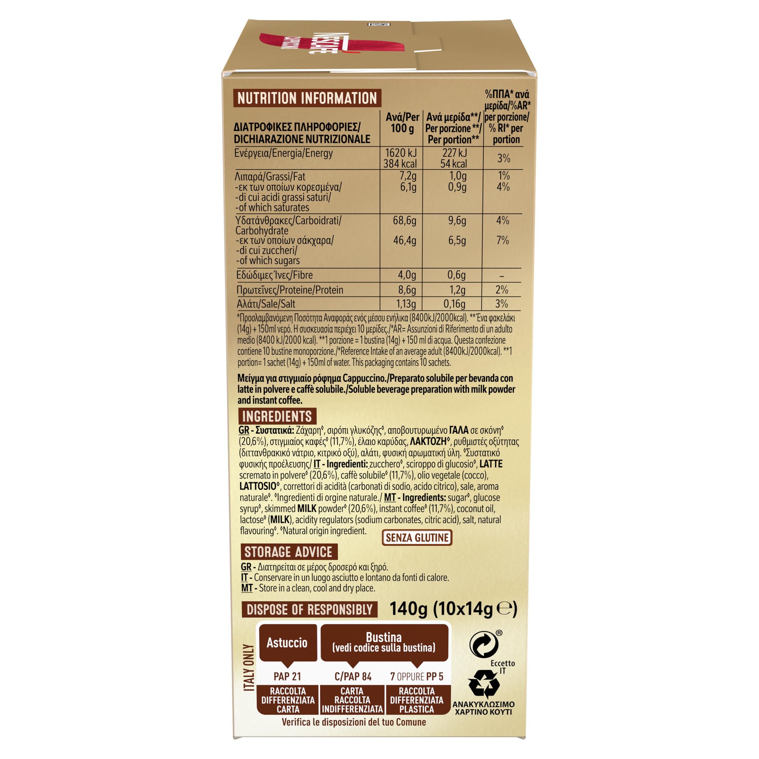 NESCAFÉ Cappuccino caffè solubile 10 bustine da 14 g
