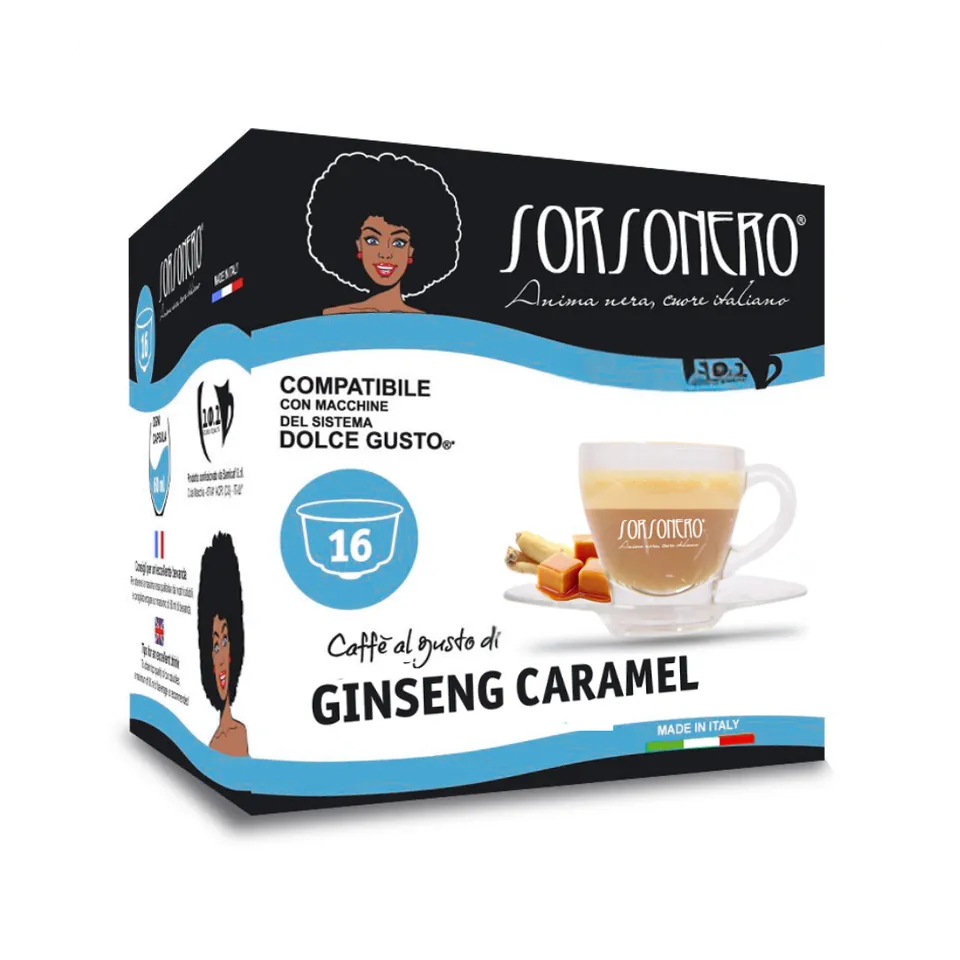 Greco Caffè Bevande Solubili 100% Dolce Gusto Ginseng Caramel capsule 16 pezzi