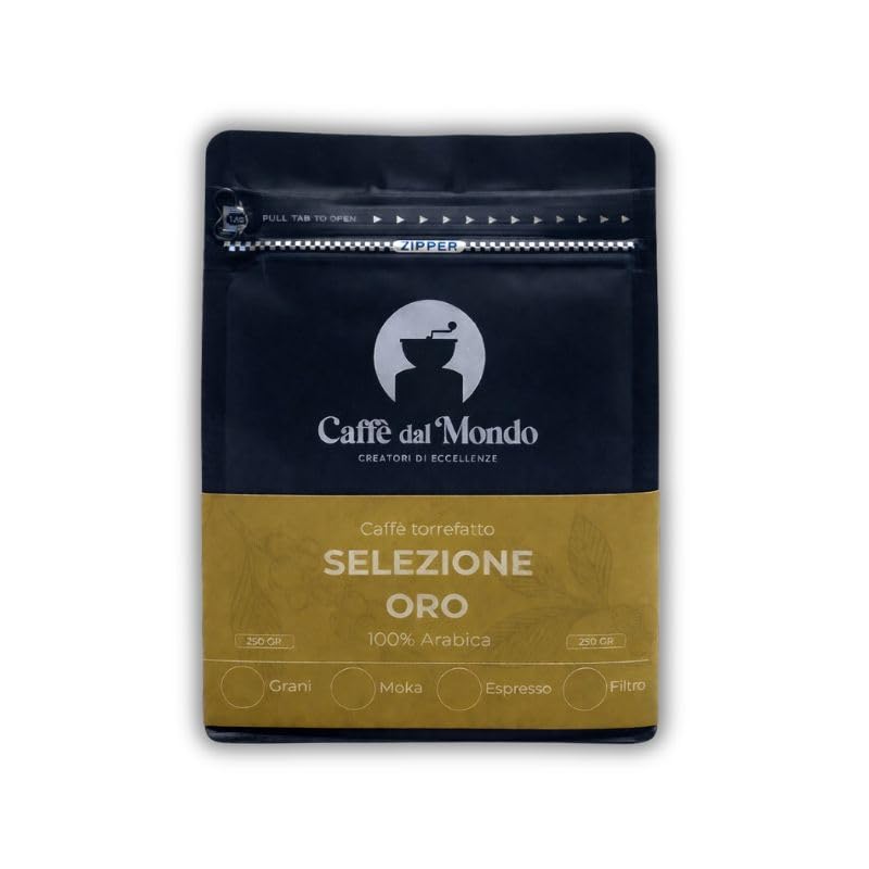 Caffè dal Mondo Caffè in Grani e Macinato Selezione Oro caffè macinato 250 g 100% Arabica