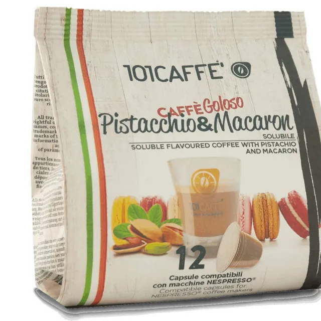 101 Caffè BEVANDE GOLOSE Pistacchio&Macaron capsule 12 pezzi compatibili Nespresso