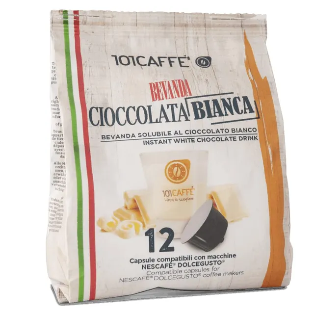 101 Caffè BEVANDE GOLOSE Cioccolata Bianca capsule 12 pezzi solubili