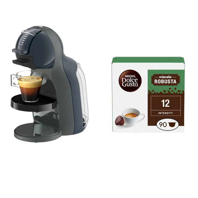 NESCAFÉ Dolce Gusto Macchine per capsule Mini Me macchina antracite con Espresso Robusta 90 capsule