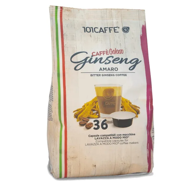 101 Caffè Caffè al Ginseng Amaro capsule 36 compatibili Lavazza A Modo Mio senza zucchero dolce