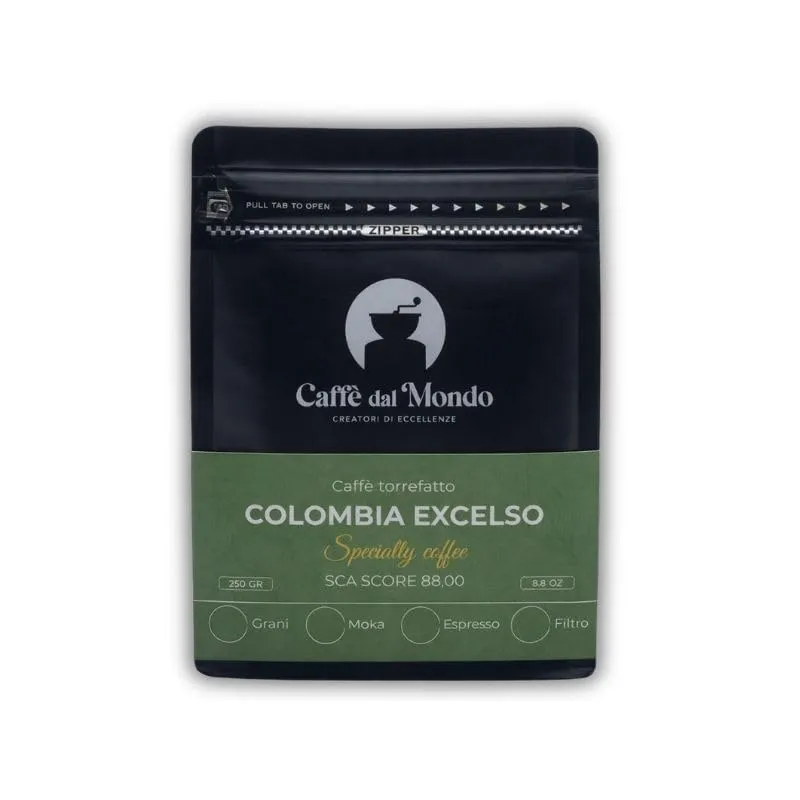 Caffè dal Mondo Caffè in Grani e Macinato Colombia Excelso caffè macinato 250 g Supremo 18