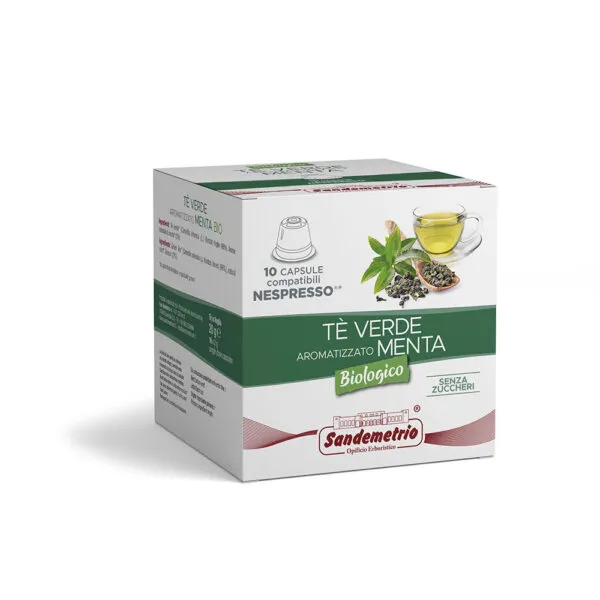 SignoriCaffè Tè e Tisane Sandemetrio tè verde alla menta capsule 10 pezzi formato NES
