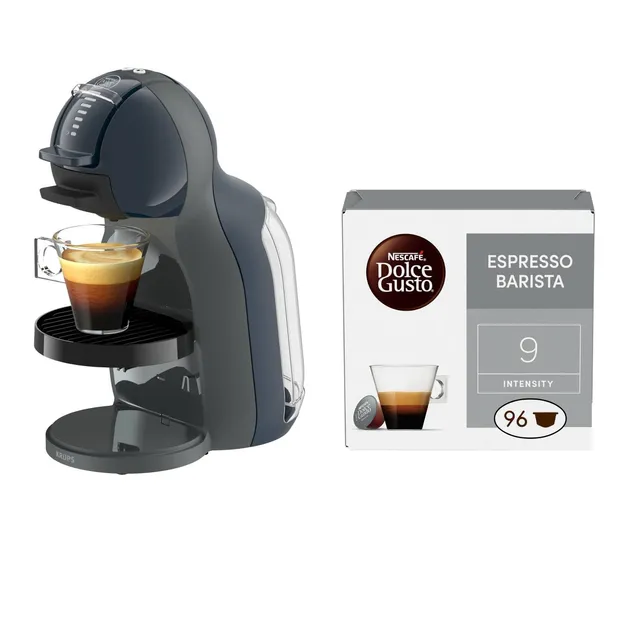 NESCAFÉ Dolce Gusto Macchine per capsule Mini Me macchina antracite con Espresso Barista 96 capsule
