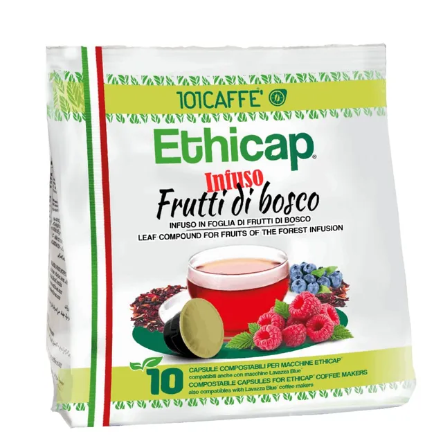 101 Caffè TÈ, TISANE E CAMOMILLE Infuso ai frutti di bosco in foglie capsule Ethicap 10 pezzi senza teina