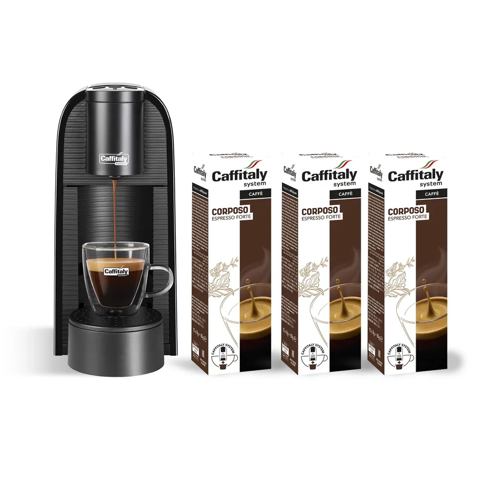 Caffitaly System Volta macchina da caffè nera con 30 capsule Corposo