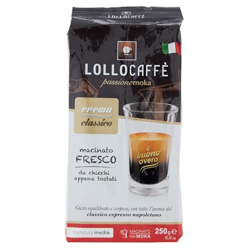 Lollo Caffè Macinato fresco Crema Classico caffè macinato 20 confezioni da 250 g moka