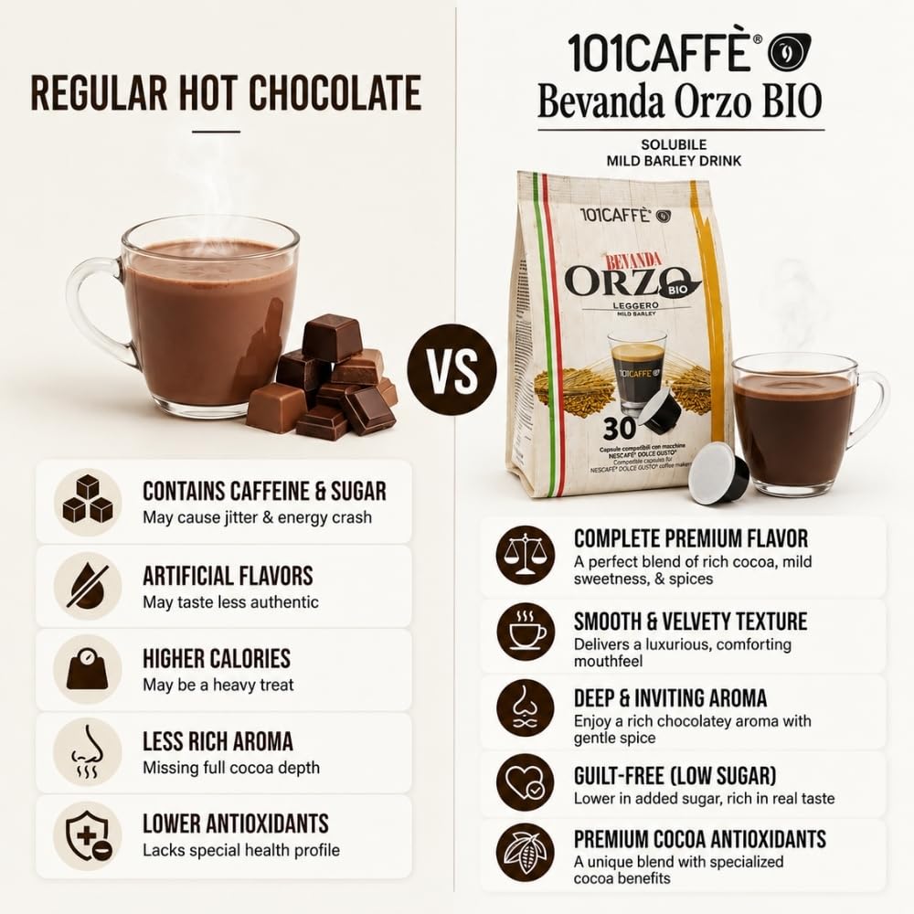 101 Caffè BEVANDE AI CEREALI Orzo Leggero Bio capsule Dolce Gusto 30 pezzi senza caffeina
