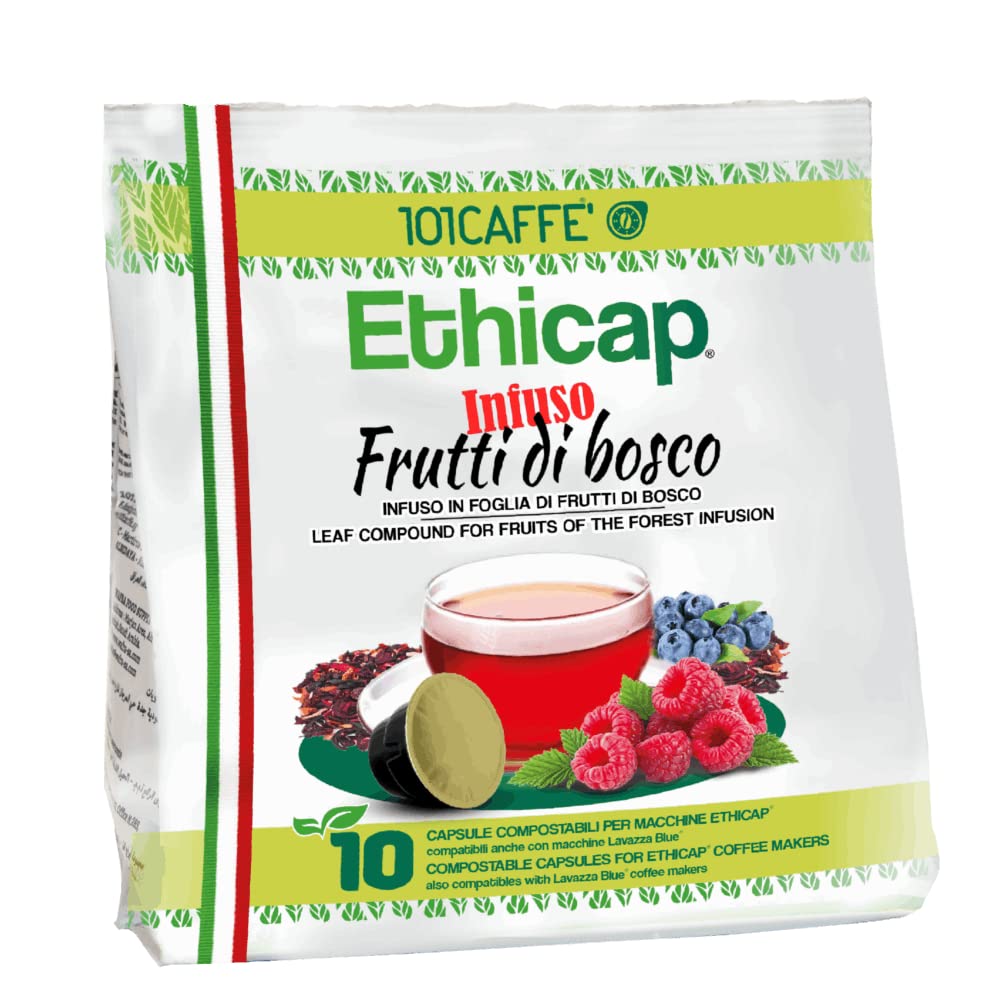 101 Caffè TÈ, TISANE E CAMOMILLE Infuso ai frutti di bosco in foglie capsule Ethicap 10 pezzi senza teina