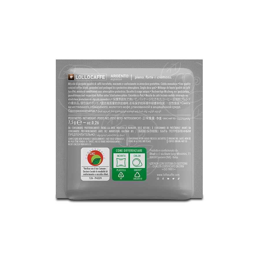 Lollo Caffè Cialde Miscela Argento Espresso cialde filtro carta 44 mm 300 pezzi