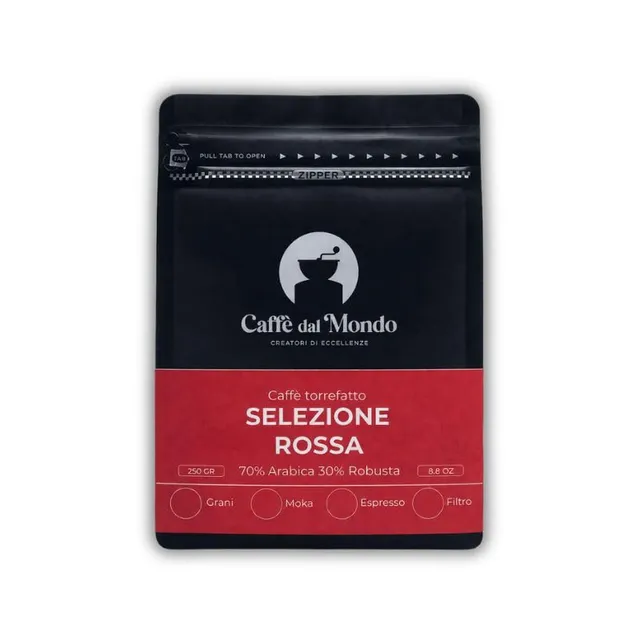 Caffè dal Mondo Caffè in Grani e Macinato Selezione Rossa caffè macinato 250 g 70% Arabica