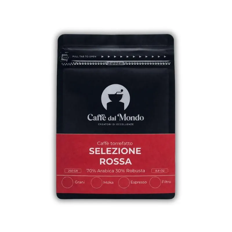 Caffè dal Mondo Caffè in Grani e Macinato Selezione Rossa caffè macinato 250 g 70% Arabica