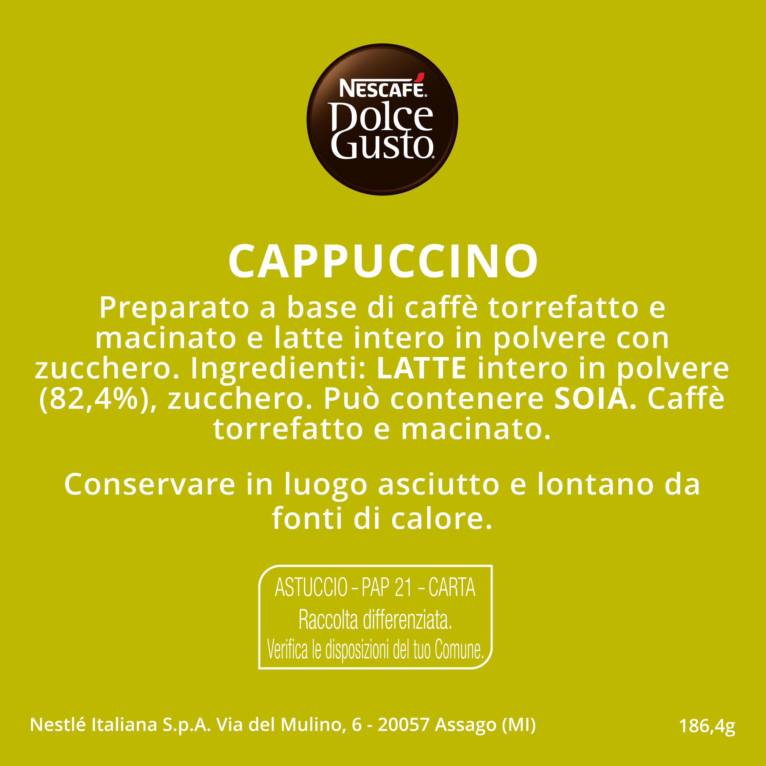 NESCAFÉ Dolce Gusto Cappuccino capsule caffè e latte 96 pezzi senza glutine