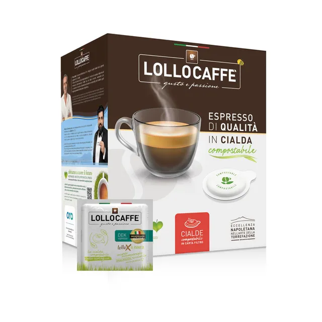 Lollo Caffè Dec espresso cialde ESE 44 mm 150 pezzi decaffeinato