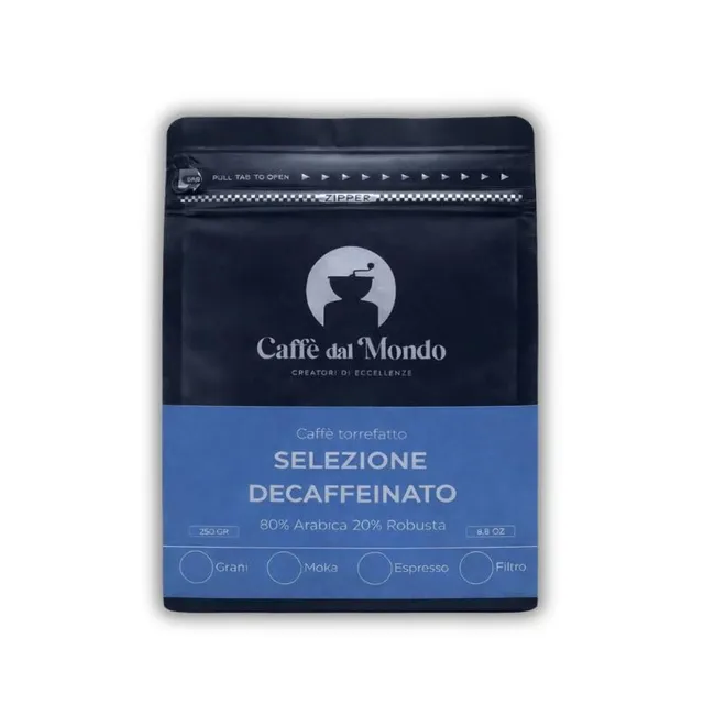 Caffè dal Mondo Caffè in Grani e Macinato Selezione Decaffeinato caffè macinato 250 g senza caffeina