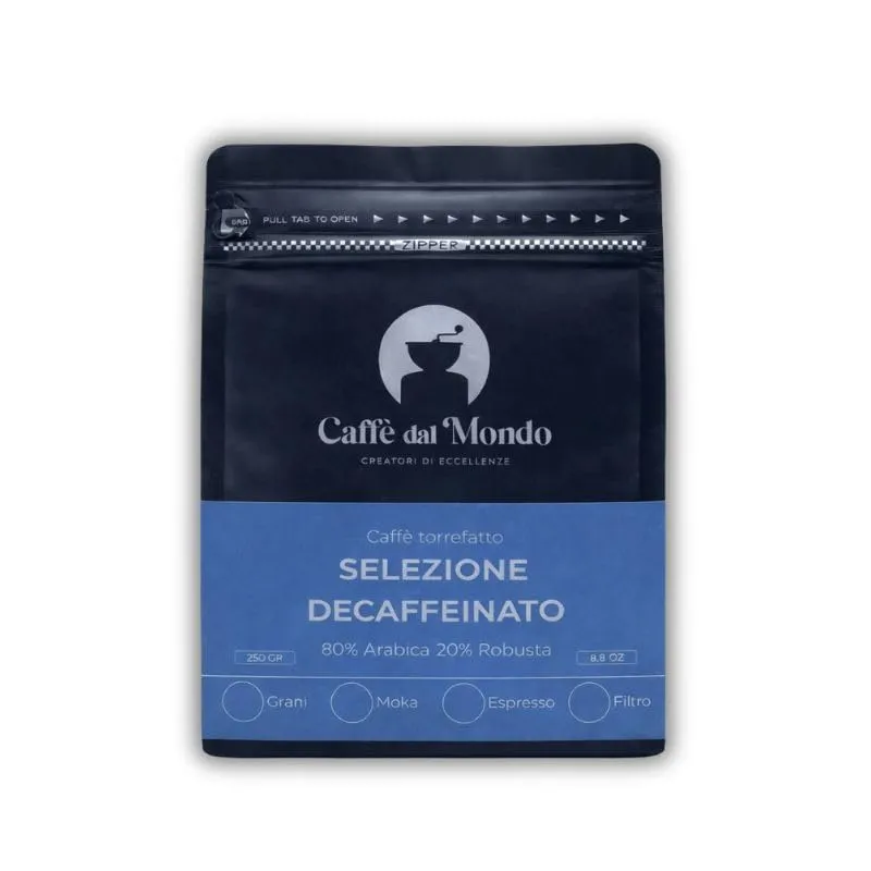 Caffè dal Mondo Caffè in Grani e Macinato Selezione Decaffeinato caffè macinato 250 g senza caffeina