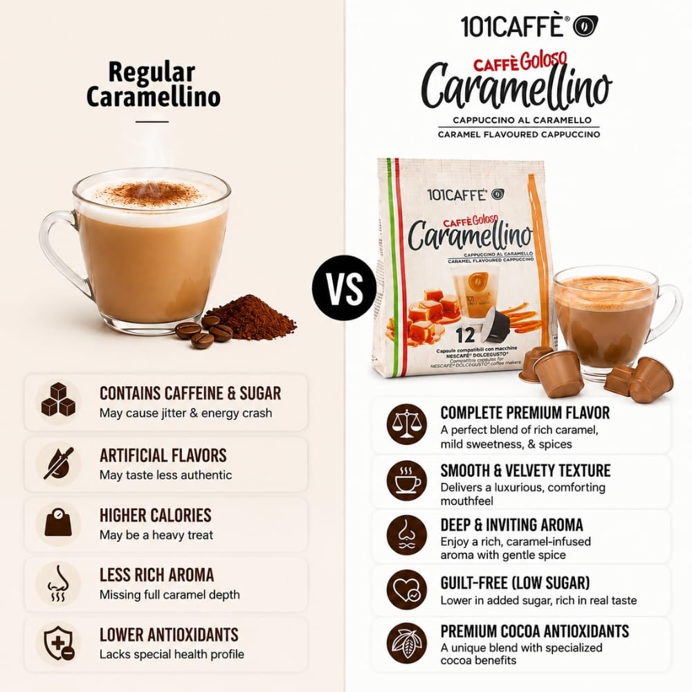 101 Caffè BEVANDE GOLOSE Caramellino capsule 12 pezzi cappuccino al caramello