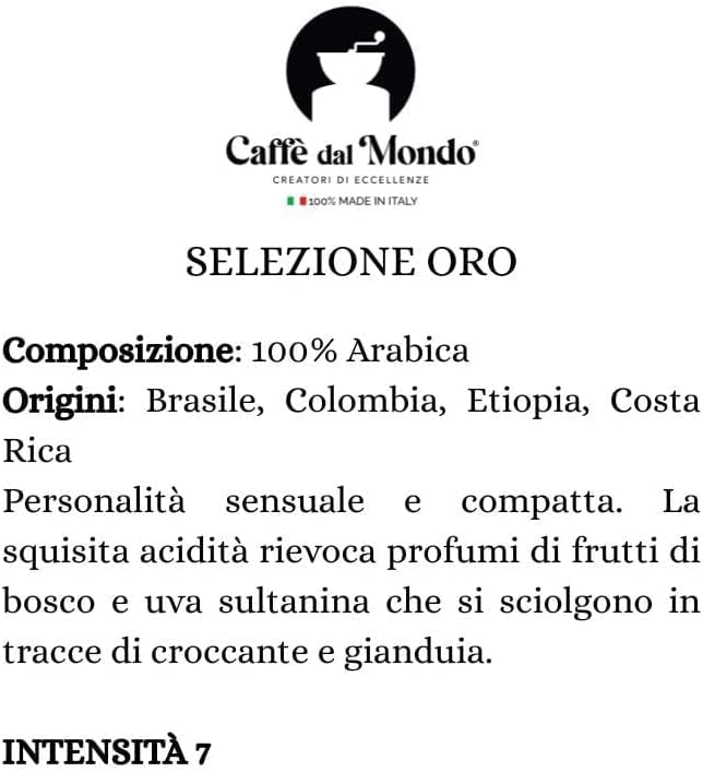 Caffè dal Mondo Selezione Oro capsule compatibili Nespresso 100 pezzi, 100% Arabica