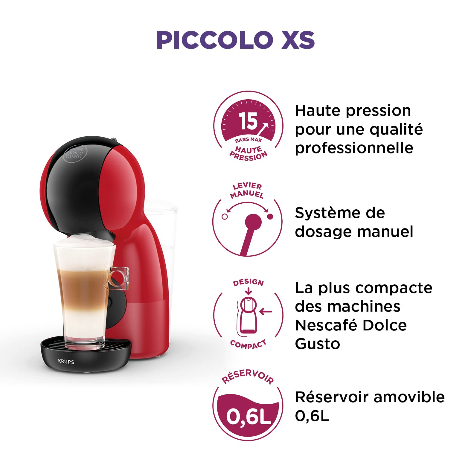 NESCAFÉ Dolce Gusto Piccolo XS KP1A3510 macchina a capsule rossa 15 bar