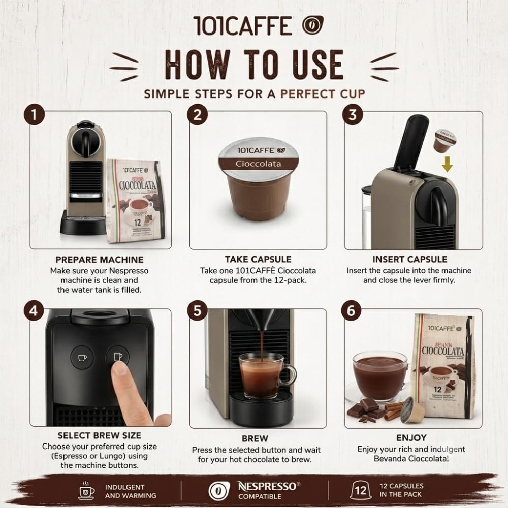 101 Caffè Cioccolata capsule 12 compatibili Nespresso al cacao