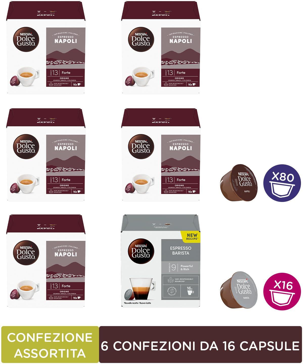 NESCAFÉ Dolce Gusto Espresso Napoli e Espresso Barista capsule 96 pezzi assortite