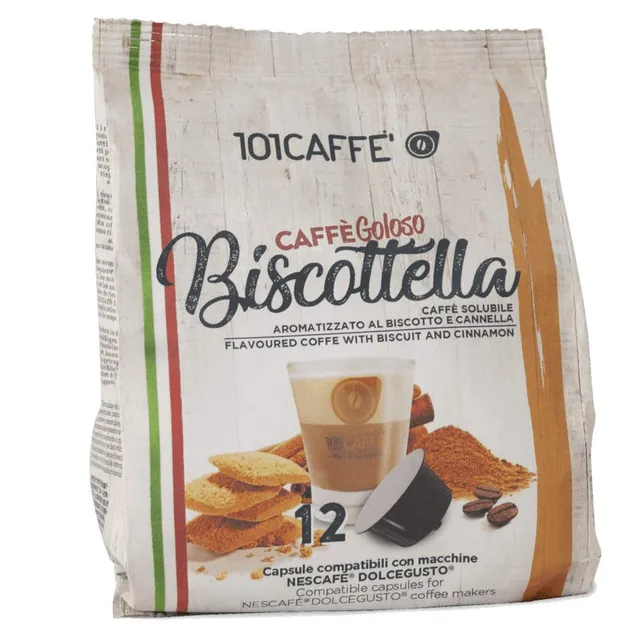 101 Caffè BEVANDE GOLOSE Biscottella capsule 12 pezzi biscotto e cannella