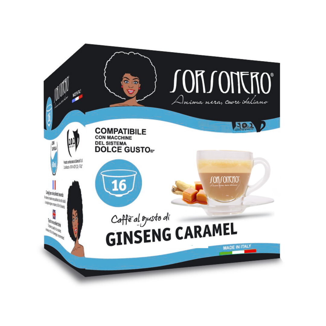 Greco Caffè Bevande Solubili 100% Dolce Gusto Ginseng Caramel capsule 16 pezzi