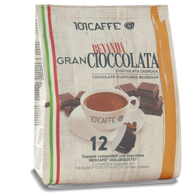 101 Caffè BEVANDE GOLOSE Gran Cioccolata capsule 12 pezzi compatibili Dolce Gusto