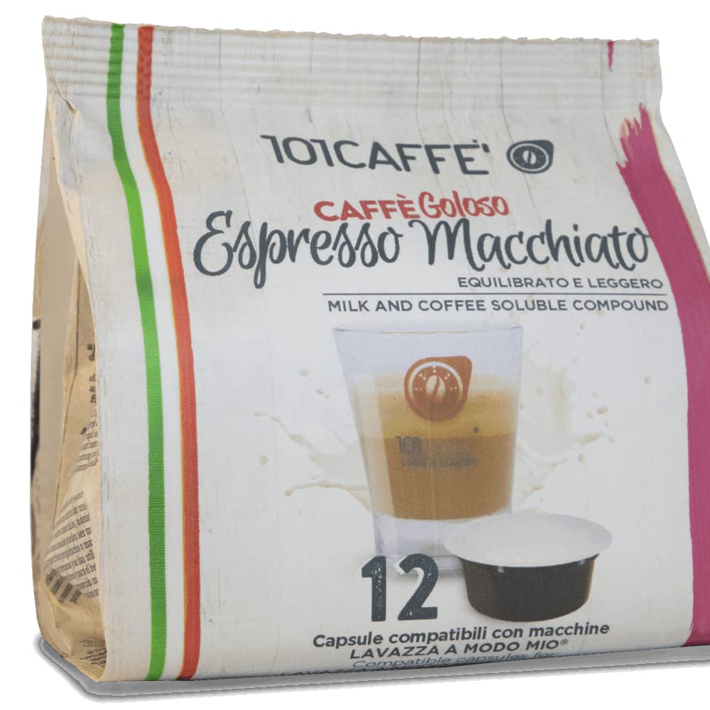 101 Caffè CAFFÈ Espresso Macchiato capsule 12 pezzi compatibili Lavazza A Modo Mio