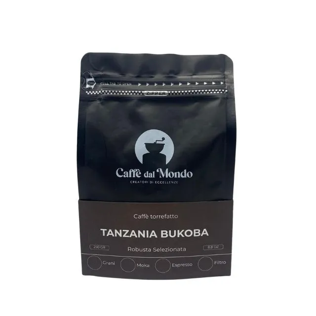 Caffè dal Mondo Caffè in Grani e Macinato Selezione Tanzania Bukoba caffè in grani 250 g Robusta