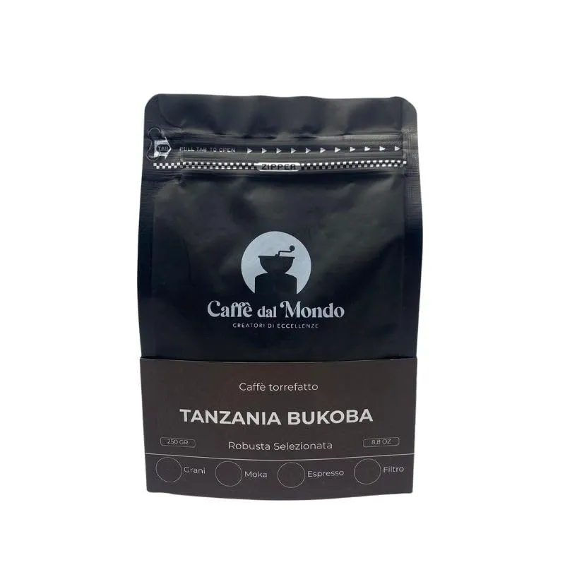 Caffè dal Mondo Caffè in Grani e Macinato Selezione Tanzania Bukoba caffè in grani 250 g Robusta