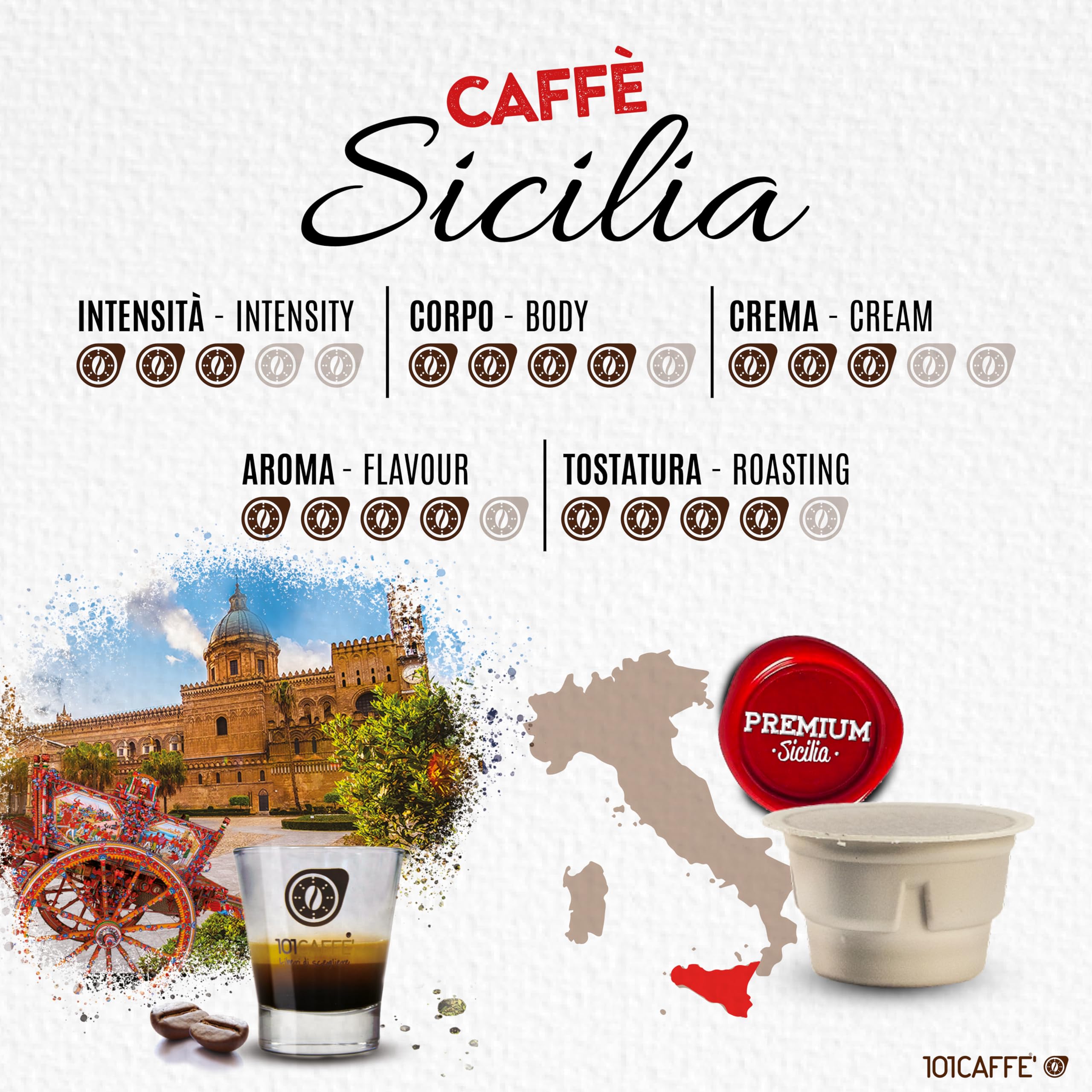 101 Caffè CAFFÈ Sicilia capsule 10 pezzi compostabili Arabica e Robusta