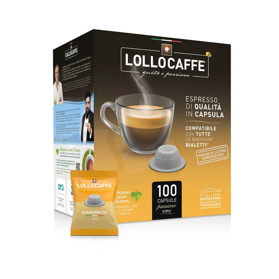 Lollo Caffè Compatibile Bialetti Passione Easy capsule Miscela Oro, 100 pezzi